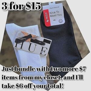 Lot of 2 | NWT HUE & Jopana white and black ankle ankle socks